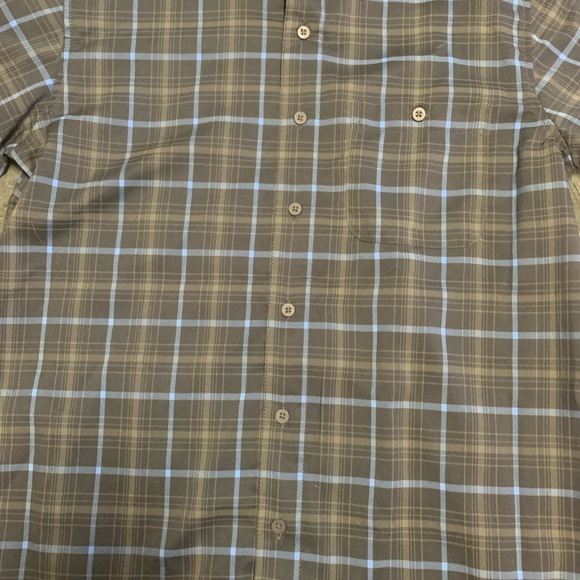 George | Men’s | Short Sleeve, Collared Button Down | Dark Gray & Blue Plaid | M - Picture 3 of 8